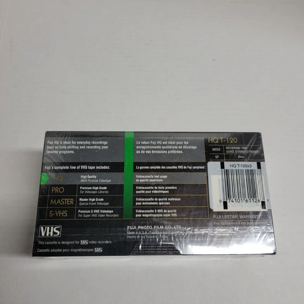 FUJI 3 Pack Of Blank VHS Video Tapes 6Hours HQ 120 NEW & Sealed FUJIFILM T-120